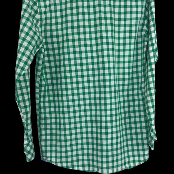 Eddie Bauer Kids XL Green White Gingham Plaid Long Sleeve Button Up Shirt Cotton - Picture 8 of 14